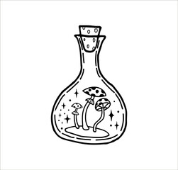 Doodle magic bottle for Halloween. Vector illustration