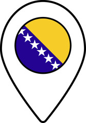Bosnia and Herzegovina flag map pin navigation icon.