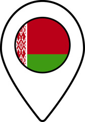 Obraz premium Belarus flag map pin navigation icon.