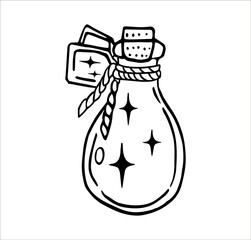 Doodle magic bottle for Halloween. Vector illustration