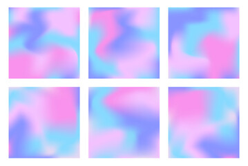 Fototapeta premium Pearlescent background with holographic gradient. Hologram cover set. 90s, 80s retro style. graphic template for book, social media, mobile interface, web app. Fluorescent pearlescent background set.