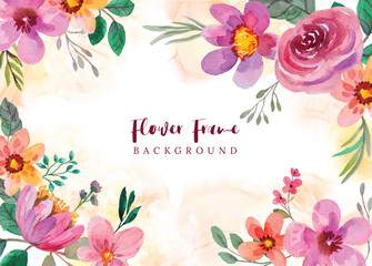 watercolor flower background template hand drawing