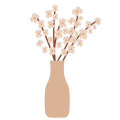 Pink hand drawn flowers in a vase