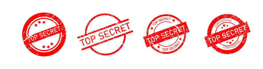 top secret stamp round shape red with texture - obrazy, fototapety, plakaty