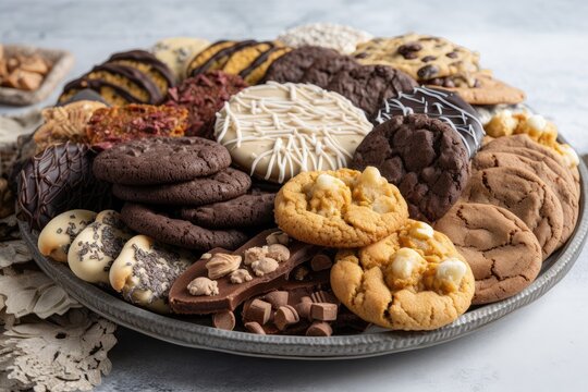 Gluten-free And Vegan Cookie Plate, Filled With Different Kinds Of Cookies, Created With Generative Ai