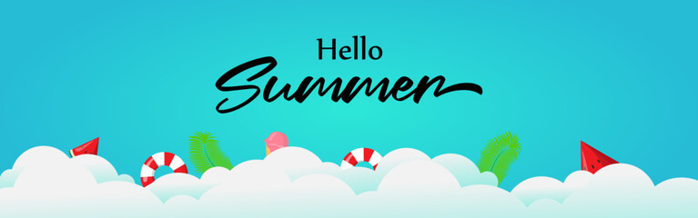 Vector illustration of Hello Summer social media story feed mockup template