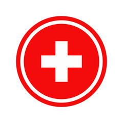 Obraz premium Medical First Aid Plus Red Sign Isolated Vector Illustration