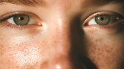 a close-up photograph of a person's face in natural light Generative AI