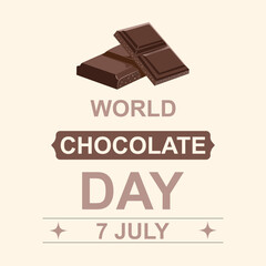World Chocolate day background with dark chocolate blocks, vector illustration