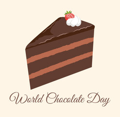 World Chocolate day background with delicious sweet chocolate cake vector illustration