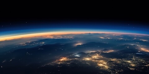 Surface of planet Earth, view from space. Beautiful illustration picture. Generative AI