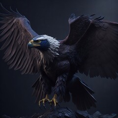 Dark majestic eagle, bird, animal, wildlife, hawk, feather