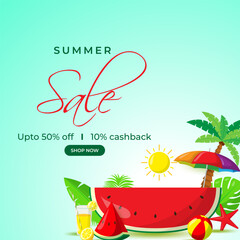 Vector illustration of Summer Sale social media story feed mockup template