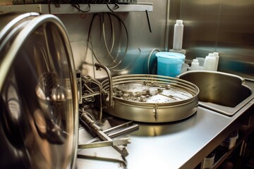 surgical instruments being sterilized in a steam autoclave for safe and sanitary surgical procedures, created with generative ai