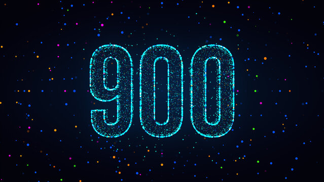 Futuristic Blue Colorful Shiny Number 900 Lines Effect With Square Dots And Lines Sparkle Texture