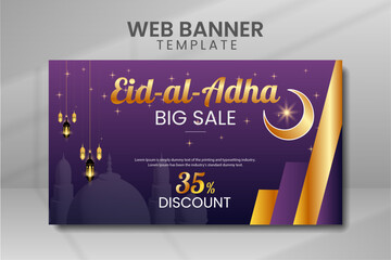 Religious Eid Al Adha Mubarak Islamic Banner Vector Template
