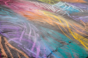 Close-up of a Pastel-colored Chalk Drawing on Sidewalk - AI Generated