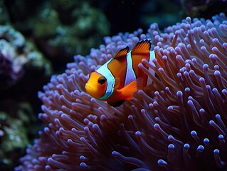 Fototapeta na wymiar Clownfish Among Coral Reef - AI Generated
