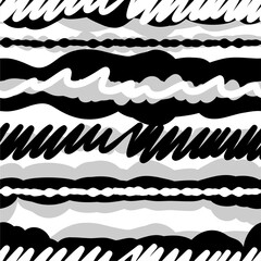 abstract line brush scratch stroke shape vector black white seamless pattern