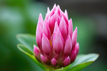close-up of bright pink blooming flower bud and its delicate petals, created with generative ai