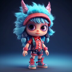 cute girl character wearing little monster costume made with generative Ai technology