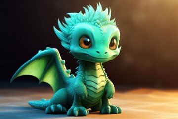 Cute little dragon. Beautiful illustration picture. Generative AI