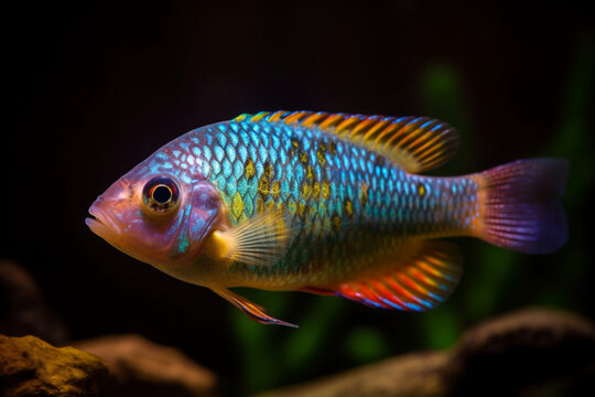 Aquarium fish : Boesemani rainbow fish selective focus