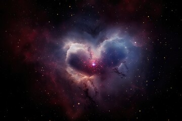 heart-shaped nebula with twinkling stars in the background, created with generative ai