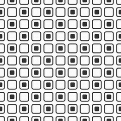 Abstract geometric seamless pattern. Squares with rounded corners. Black and white geometric vector background.