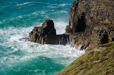 Waves crashing on rocks, Cornwall