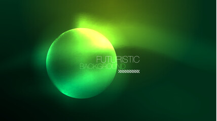 Neon glowing circles, magic energy space light concept, abstract background wallpaper design