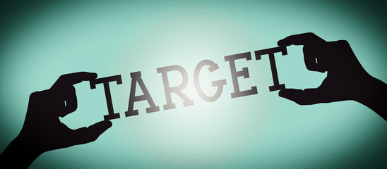 Target - human hands holding black silhouette word