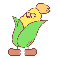 トウモロコシのシンプルでかわいいキャラクターイラスト