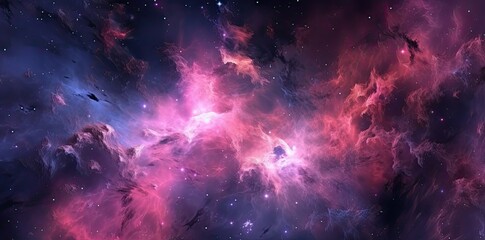 Fototapeta premium Galaxy texture with stars and beautiful nebula in the background, in the style of dark pink and dark gray. Generative AI