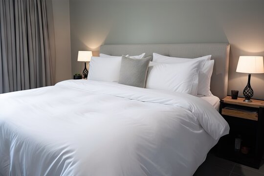 crisp and clean sheets and pillowcases, ready for a good night's sleep, created with generative ai