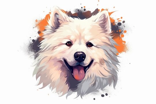 Oil painting style Samoyed dog logo. Beautiful illustration picture. Generative AI