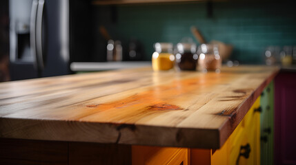 Table in the kitchen, empty table for product images | AI generated