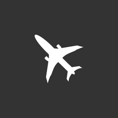 Fototapeta na wymiar Air plane icon. Simple style travel icon isolated on black background