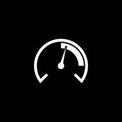 Tire pressure gauge icon isolated on black background. 