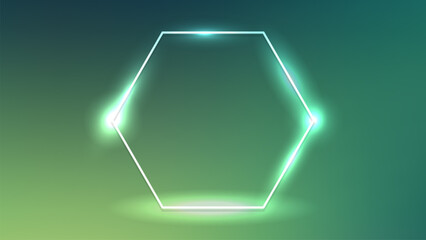 Neon hexagon frame with shining effects