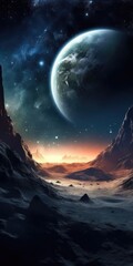 Fototapeta na wymiar Spectacular View of an Alien Planet in Space generative ai illustration