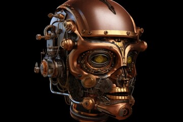 Robot Cyborg Head Portrait, Generative AI Illustration