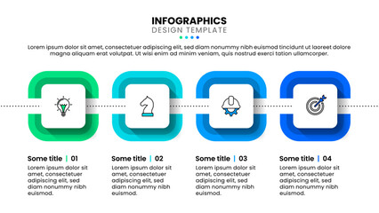 Infographic template. 4 squares with line and icons