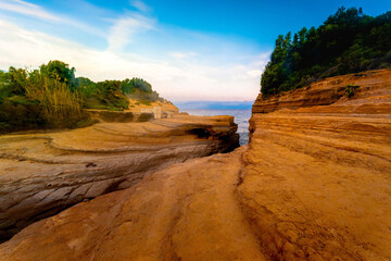 Sidari resort, famous Canal Damour (Canal of love) , popular greek island of Greece - Corfu (Kerkyra) , Europe