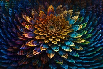 3d paper quilling sonic flowers made of digital binary barcode data, ultra-sharp intricate details, rainbow cymatic visualization of reverberating foghorn echoes, cryptopunk vector dot matrix futurist - obrazy, fototapety, plakaty