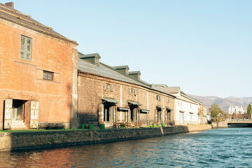 Otaru canal and warehouse building in Hokkaido, Japan