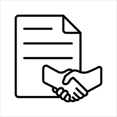 icon handshake. contract of the transaction. successful agreement. vector illustration on white background