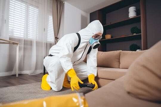 termite cockroach control exterminator pesticide sofa kill insect uniform pest. Generative AI.