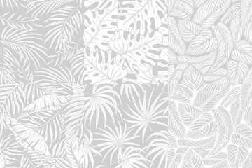 Tropical exotic leaves set or plant seamless pattern for summer background and beach wallpaper