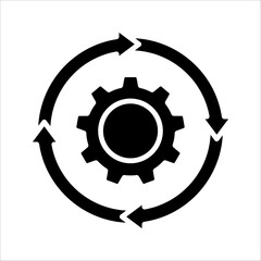 Workflow process icon, Gear cog wheel vector illustration on white background.